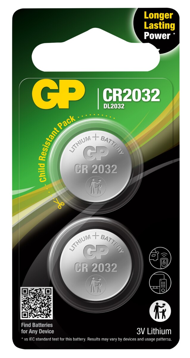 GP BATTERIES CR2032 2-PACK