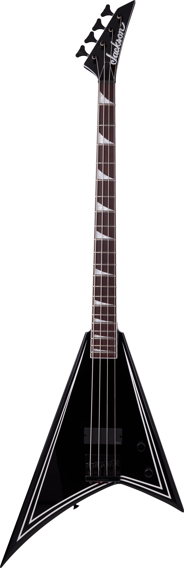 JACKSON X RRB IV BASS BLACK WITH WHITE PINSTRIPES