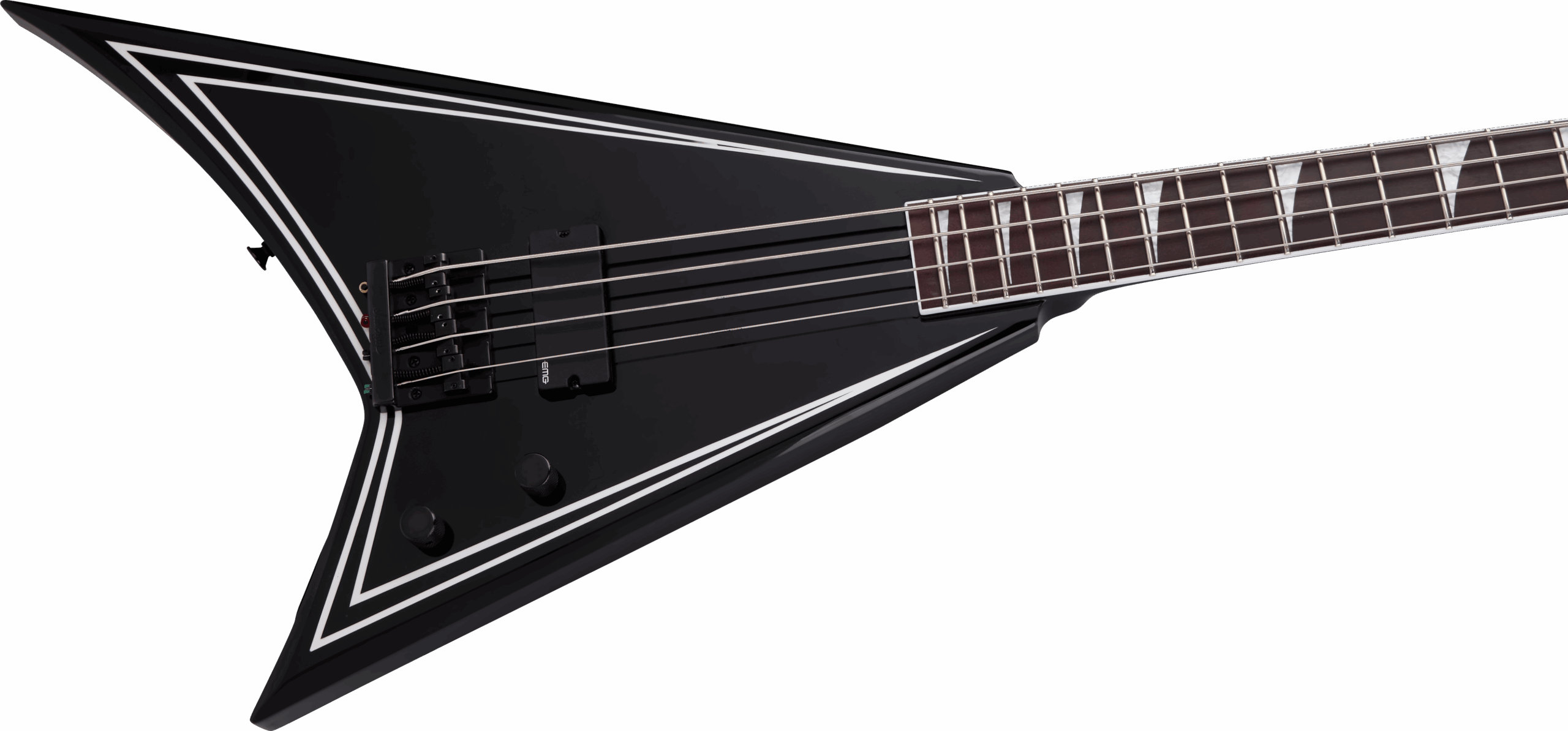 JACKSON X RRB IV BASS BLACK WITH WHITE PINSTRIPES