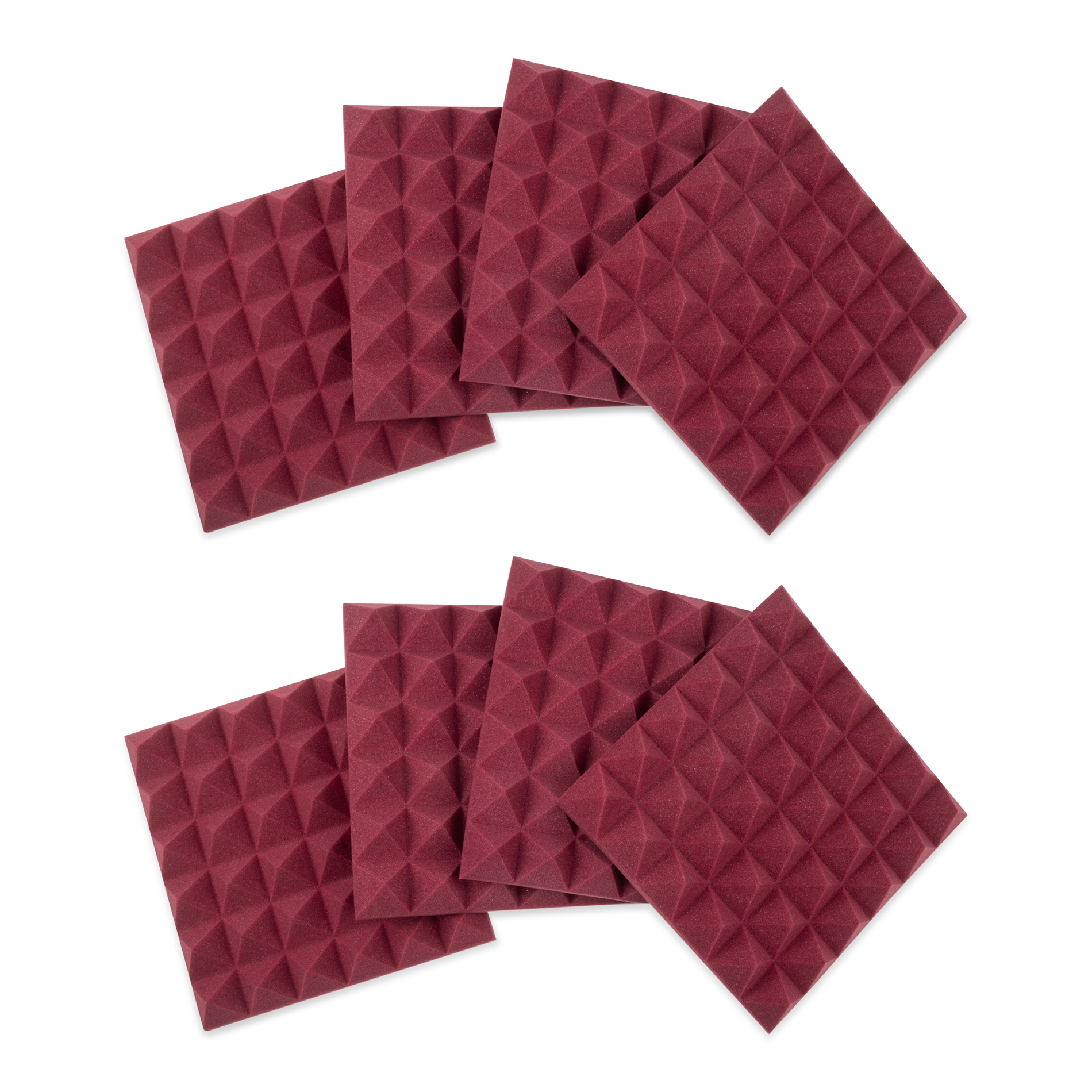 GATOR ACOUSTIC PYRAMID PANEL 12"x12" 8-PACK BURGUNDY